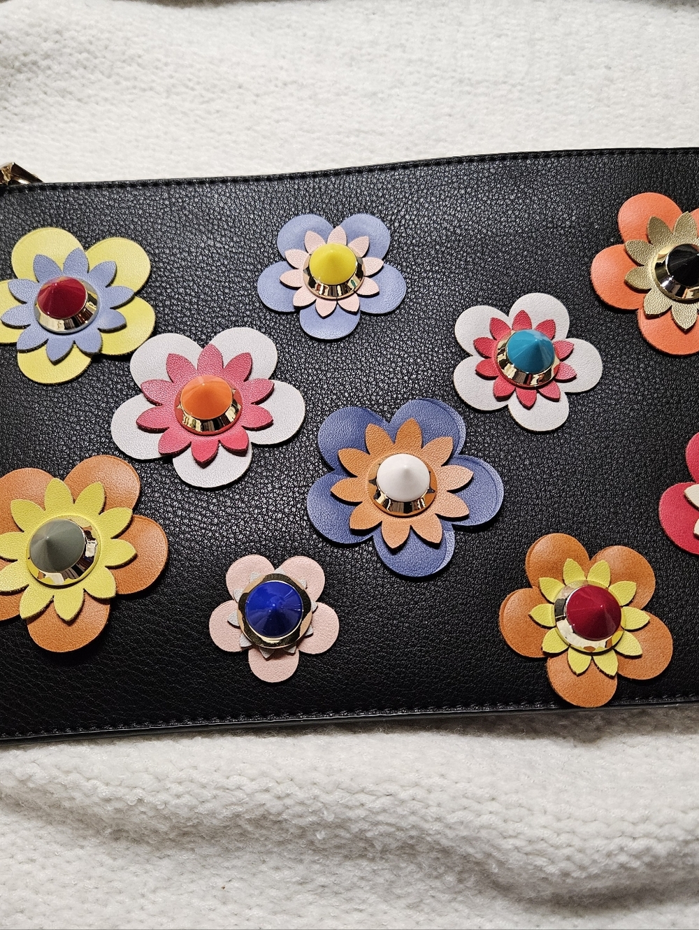 Urban Expressions Vegan Crossbody Bag In Black With Multicolor Flowers